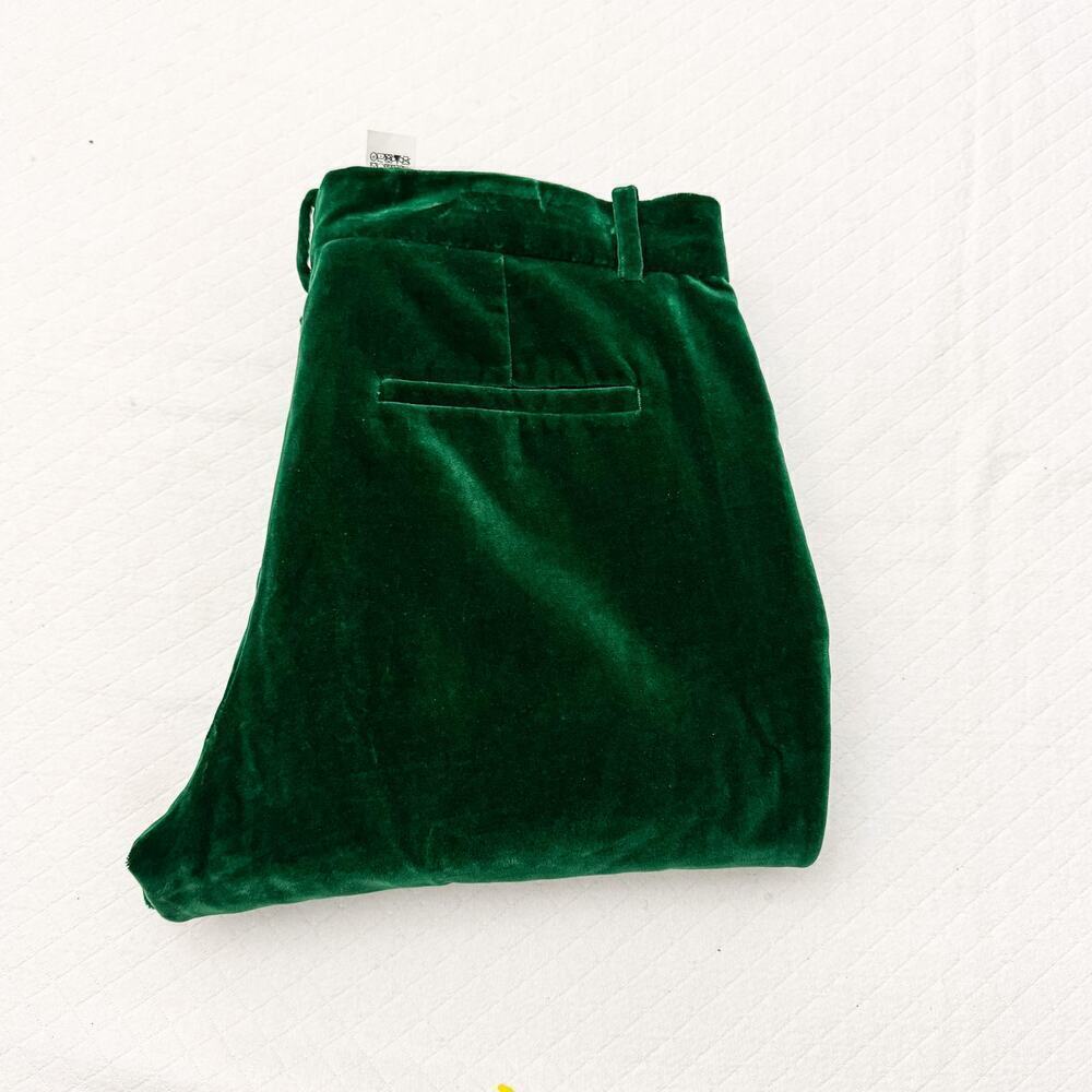 Zara Green Faux Suede Flare Leg Denim Dress Pants Size M